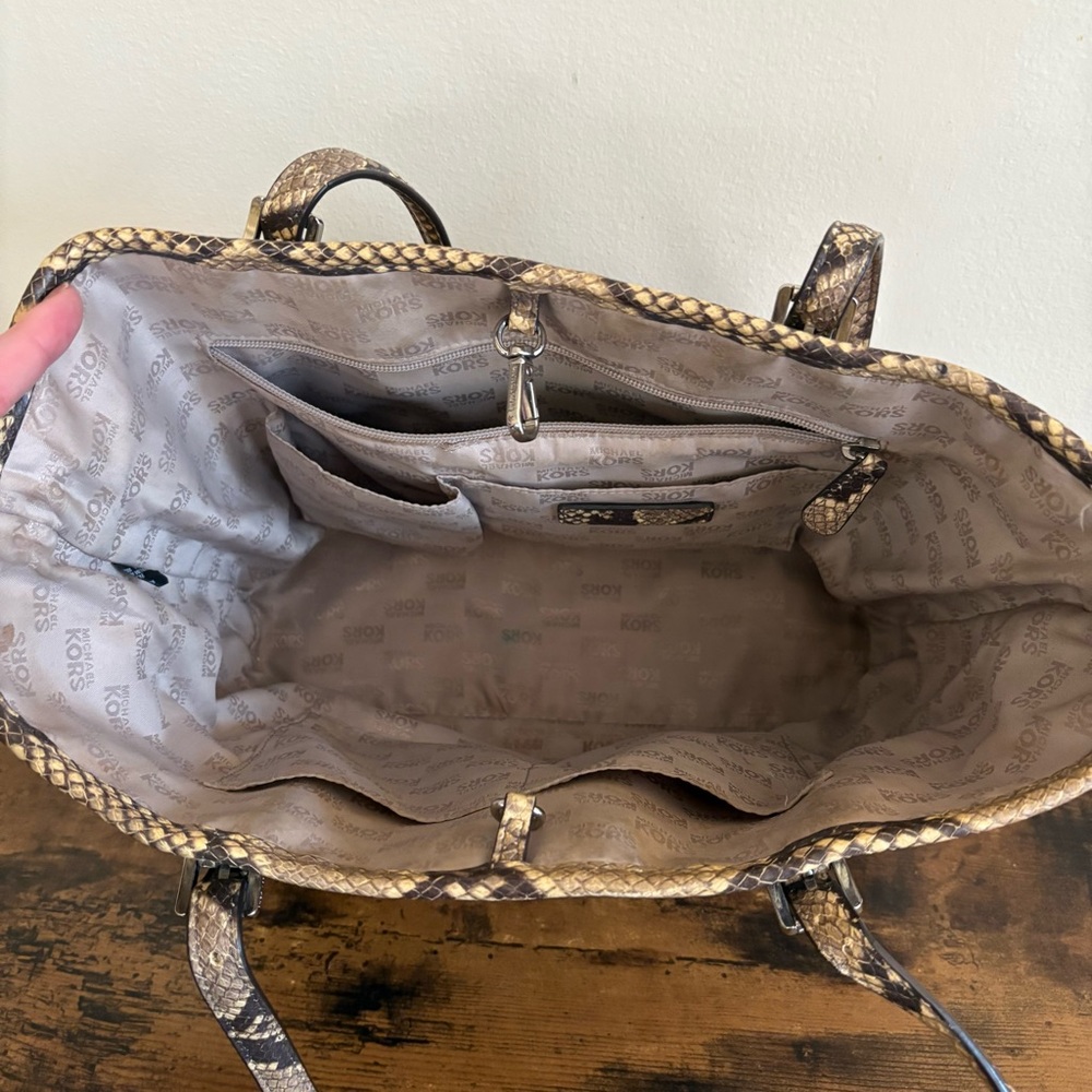 Michael Kors Snake Print Studded Large Tote Bag - Picture 8 of 10